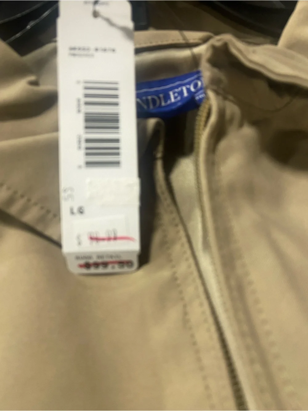 Pendleton Beige Zip Front Windbreaker Jacket size L
